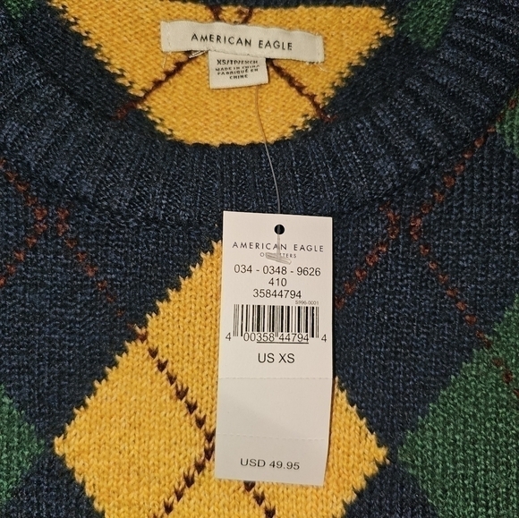 American Eagle Preppy Style Knit Long Sleeve Pullover Sweater XS. NEW B - Picture 2 of 3